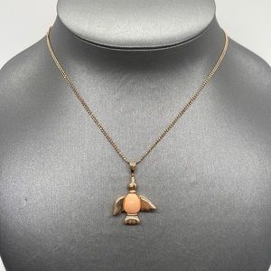 Vintage coral bird necklace in rose gold